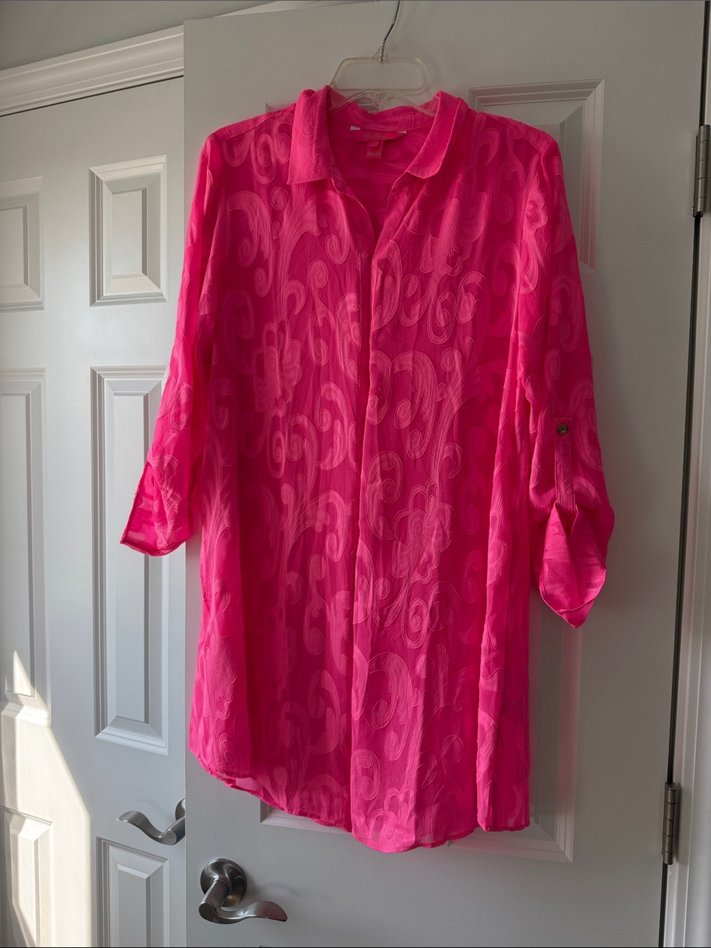 Lilly Pulitzer Neon Pink Sheer Button Front cover up